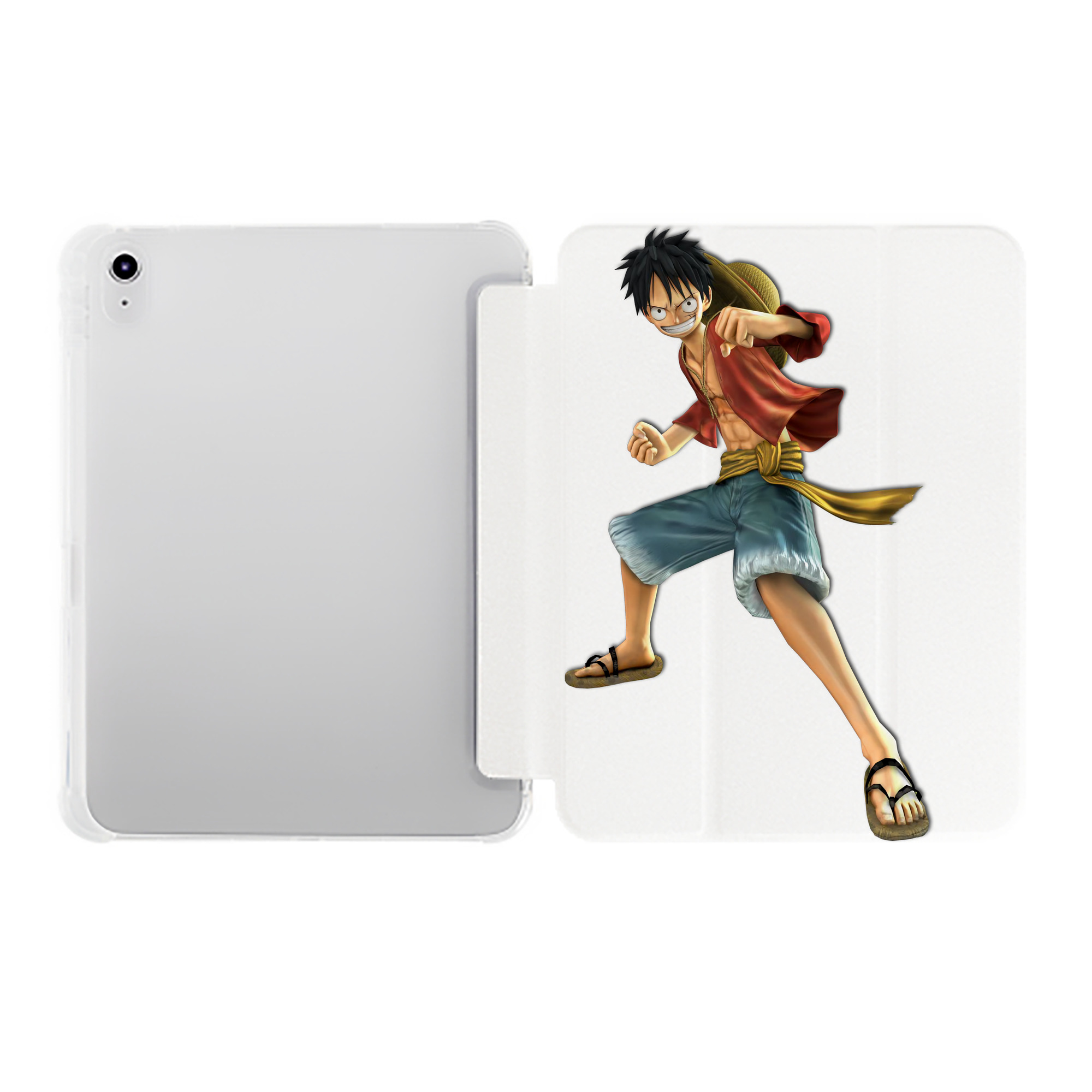 （画像用） ワンピース モンキー・D・ルフィ ONE PIECE Monkey D. Luffy IPad ケース ペン収納付き 三つ折りスタンド PUレザー×シリコン 対応機種9.5/10.5/10.9インチ
